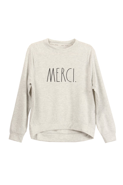 Women's "MERCI" Long Sleeve Studio Raglan Sweatshirt - Shop Rae Dunn Apparel and Sleepwear