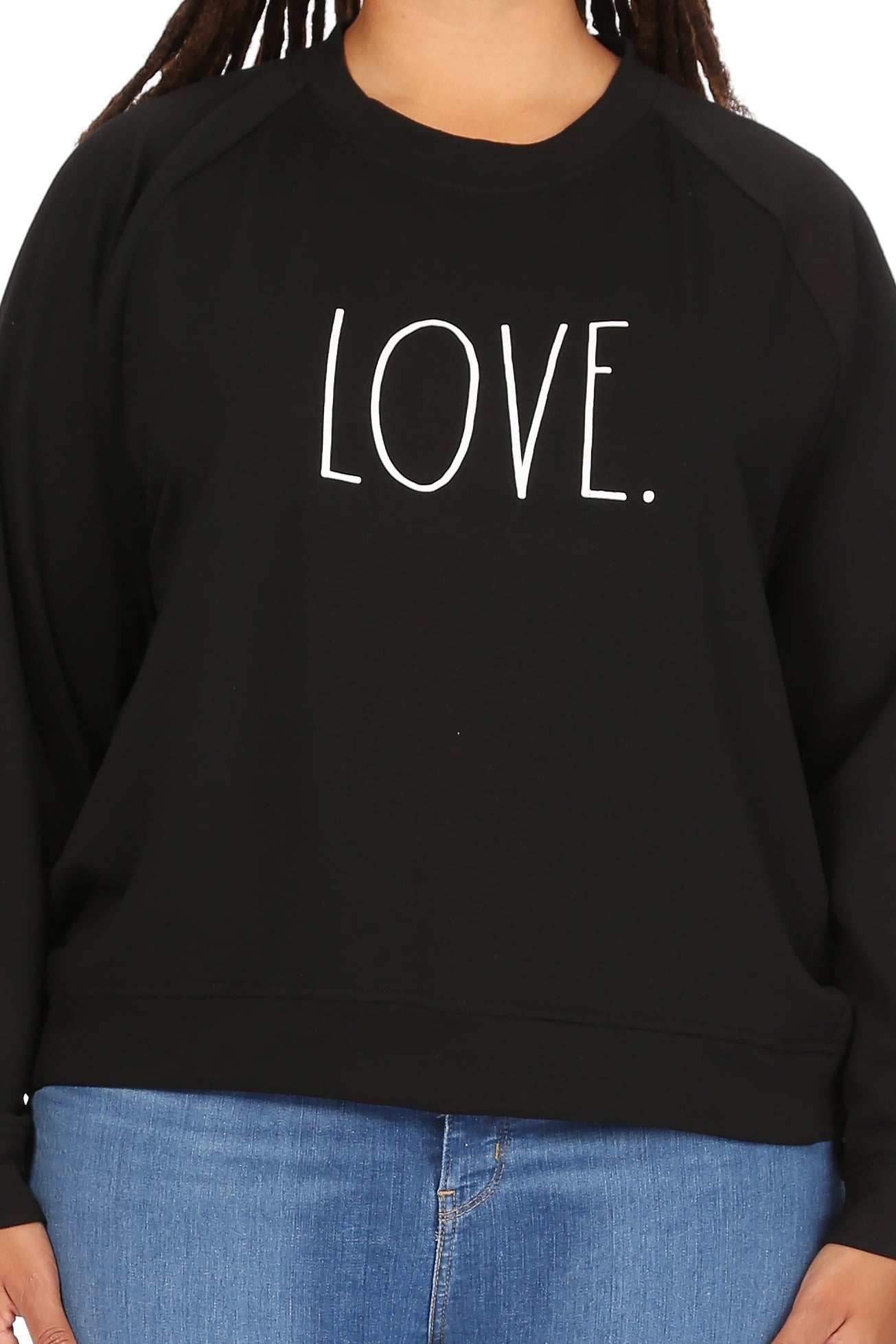 Women's "LOVE" Plus Size Studio Raglan Pullover Sweatshirt - Rae Dunn Wear