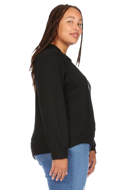 Women's "LOVE" Plus Size Studio Raglan Pullover Sweatshirt - Rae Dunn Wear