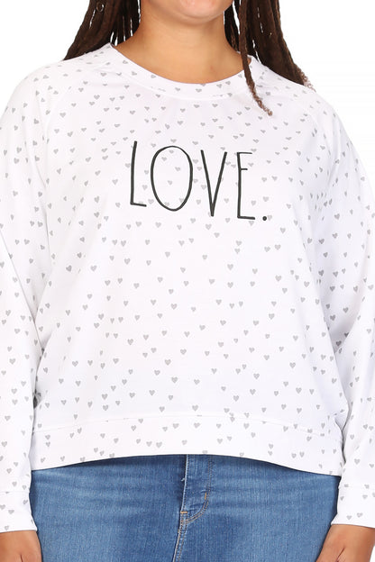 Women's "LOVE" Plus Size Studio Raglan Pullover Sweatshirt - Rae Dunn Wear