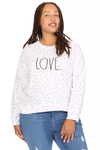 Women's "LOVE" Plus Size Studio Raglan Pullover Sweatshirt - Rae Dunn Wear