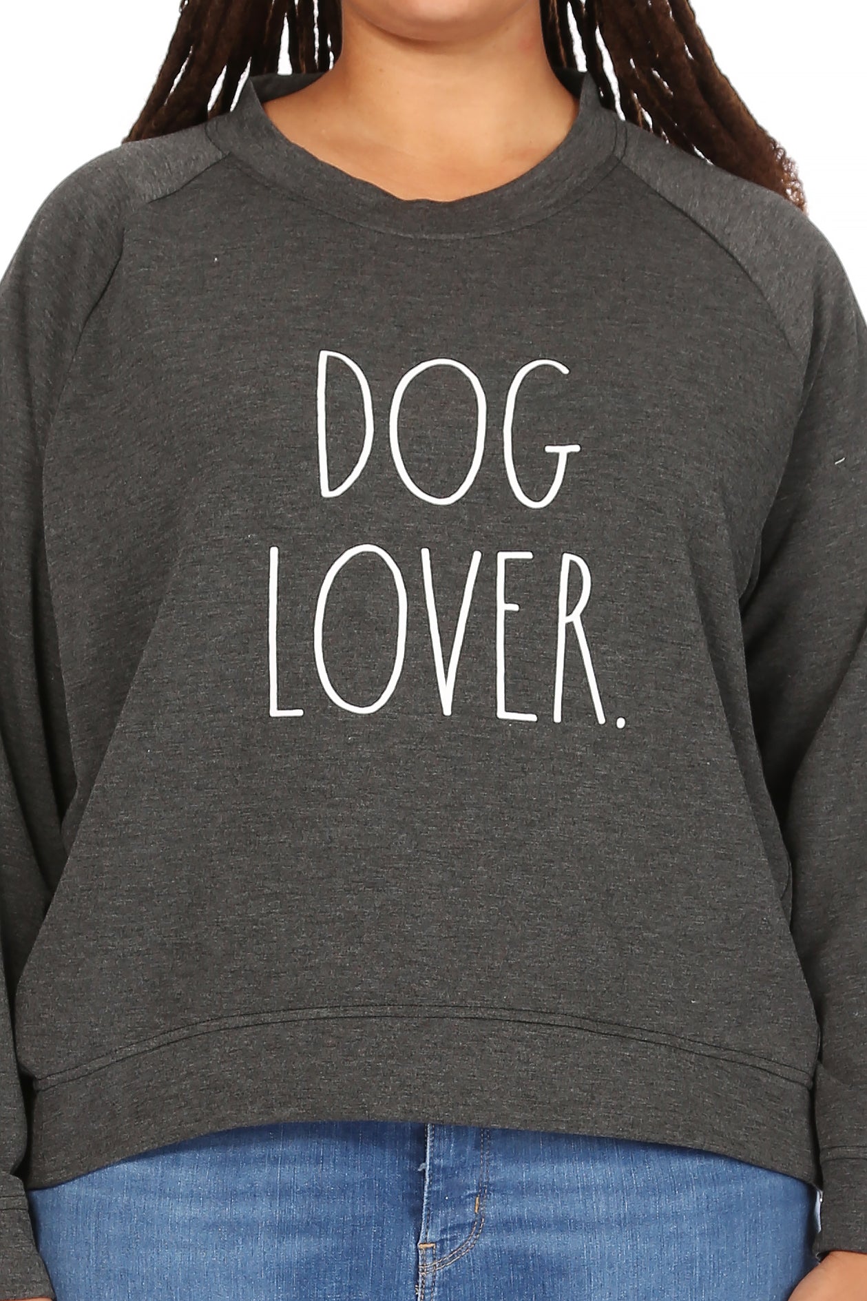 Women's "DOG LOVER" Plus Size Studio Raglan Pullover Sweatshirt - Rae Dunn Wear