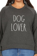 Load image into Gallery viewer, Women&#39;s &quot;DOG LOVER&quot; Plus Size Studio Raglan Pullover Sweatshirt - Rae Dunn Wear
