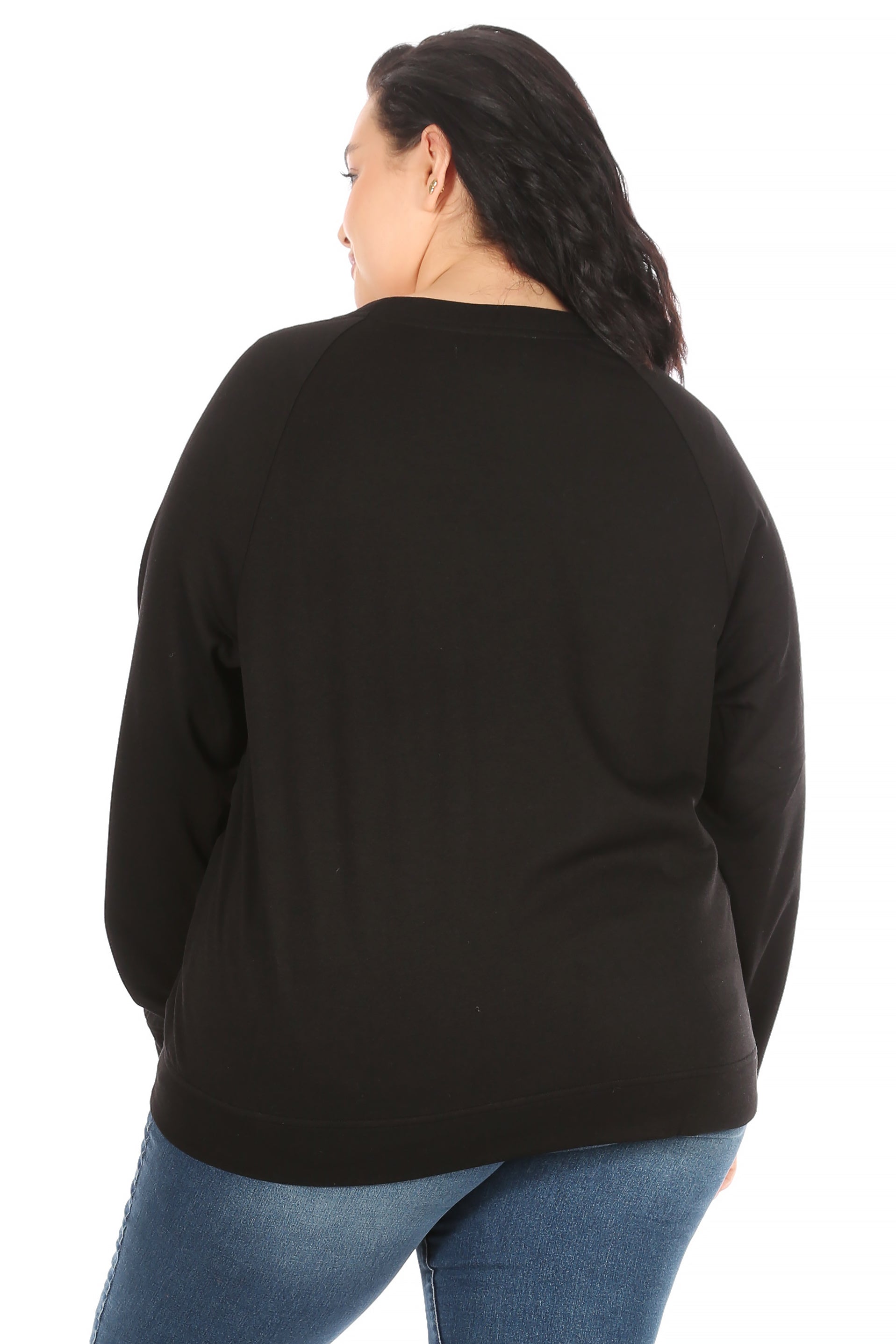 Women's "TE AMO" Plus Size Studio Raglan Pullover Sweatshirt - Rae Dunn Wear