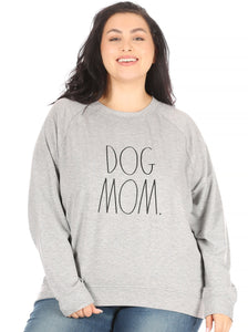 Women's "DOG MOM" Plus Size Studio Raglan Pullover Sweatshirt - Rae Dunn Wear