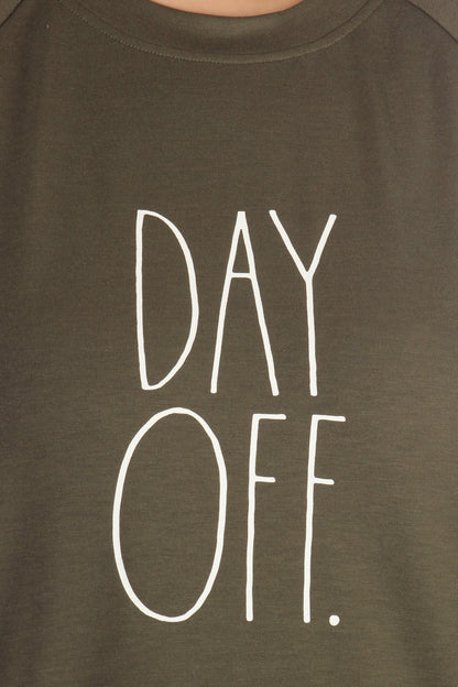 Women's "DAY OFF" Plus Size Studio Raglan Sweatshirt - Rae Dunn Wear
