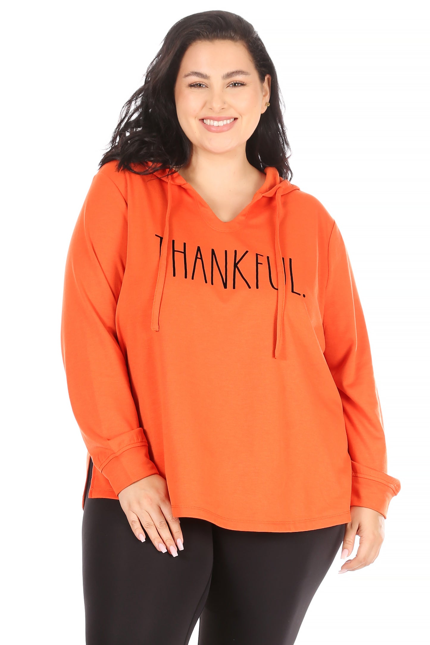 Women's "THANKFUL" Plus Size Pullover Lounge Hoodie - Rae Dunn Wear