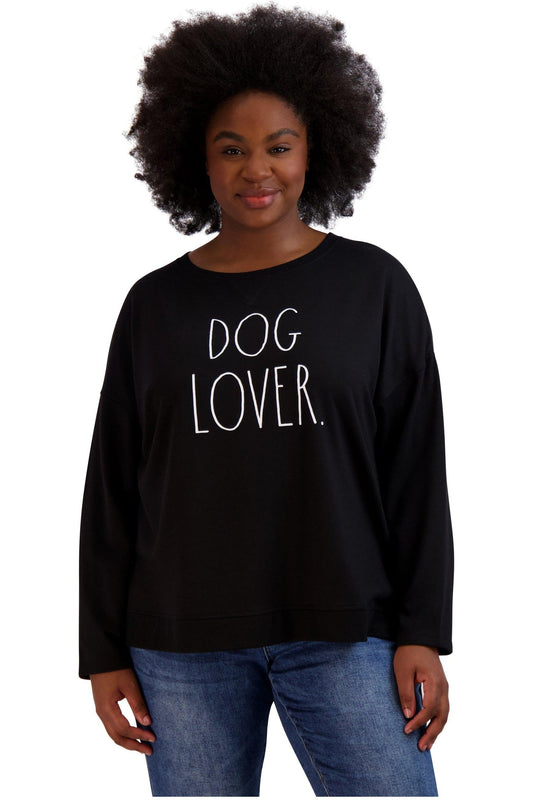 Women's Plus Size "DOG LOVER" HiLo Pullover Sweatshirt - Rae Dunn Wear