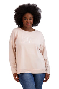 Women's Plus Size "LOVE" HiLo Pullover Sweatshirt - Rae Dunn Wear