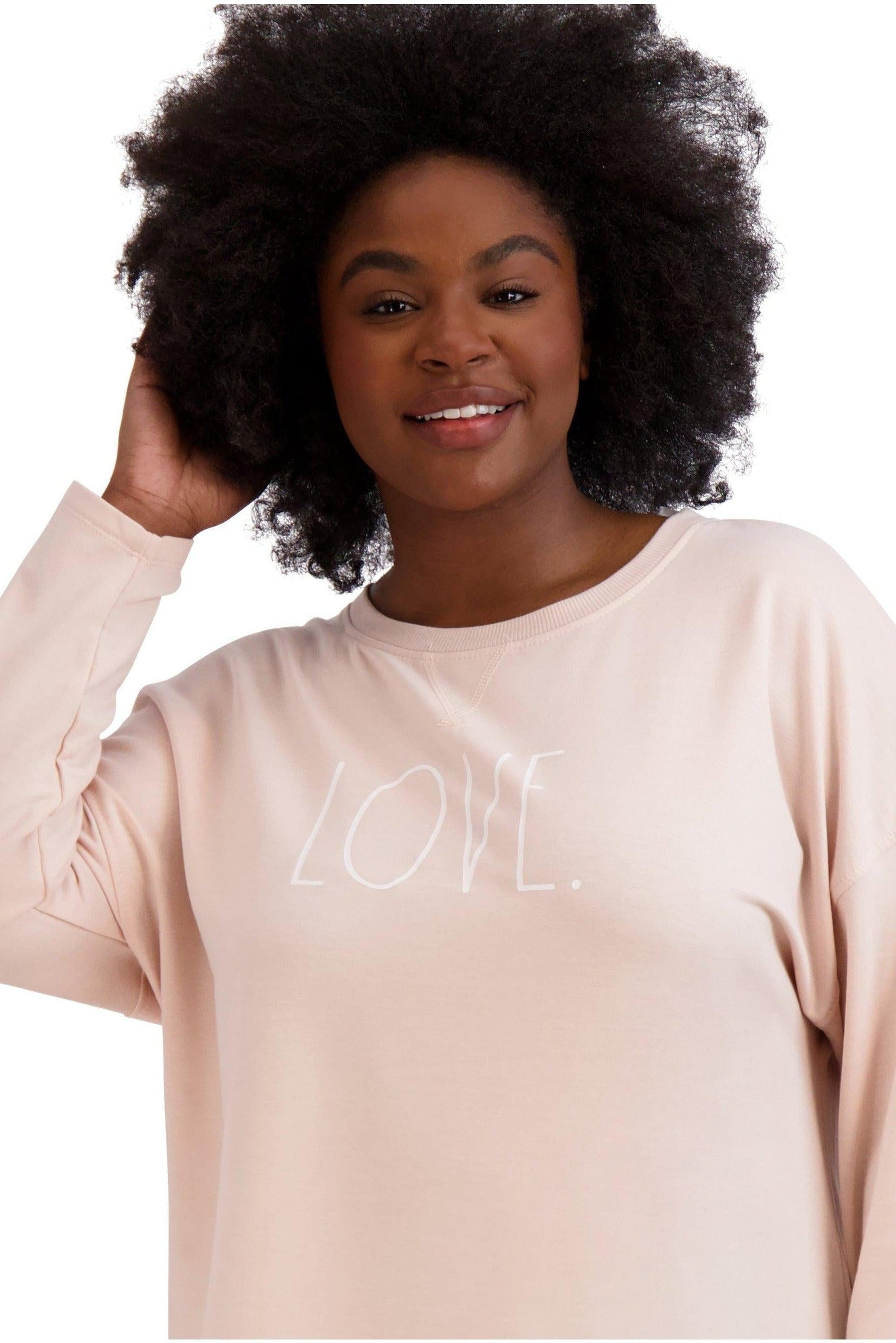 Women's Plus Size "LOVE" HiLo Pullover Sweatshirt - Rae Dunn Wear