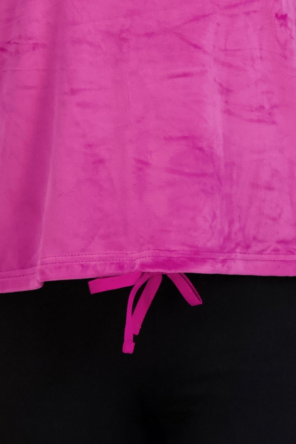 Women's "BE HAPPY" Pink Velour Drawstring Sweatshirt - Rae Dunn Wear