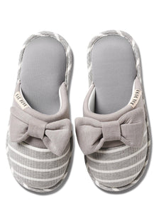 Women's Gray Houndstooth Bow Slippers - Rae Dunn Wear
