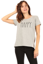 Load image into Gallery viewer, Women&#39;s &quot;HAPPY&quot; Short Sleeve Icon T-Shirt - Shop Rae Dunn Apparel and Sleepwear

