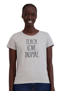 Women's "TEACH LOVE INSPIRE" Short Sleeve Icon T-Shirt - Rae Dunn Wear