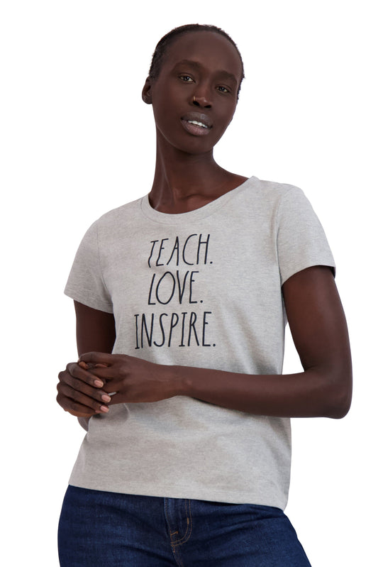 Women's "TEACH LOVE INSPIRE" Short Sleeve Icon T-Shirt - Rae Dunn Wear
