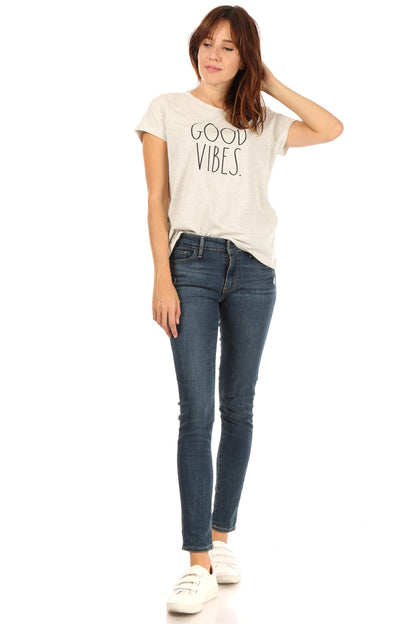 Women's "GOOD VIBES" Short Sleeve Icon T-Shirt - Shop Rae Dunn Apparel and Sleepwear