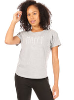 Load image into Gallery viewer, Women&#39;s &quot;HAPPY&quot; Short Sleeve Shirttail Hem T-Shirt - Rae Dunn Wear

