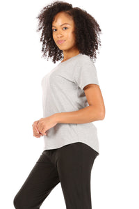 Women's "HAPPY" Short Sleeve Shirttail Hem T-Shirt - Rae Dunn Wear