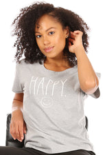Load image into Gallery viewer, Women&#39;s &quot;HAPPY&quot; Short Sleeve Shirttail Hem T-Shirt - Rae Dunn Wear
