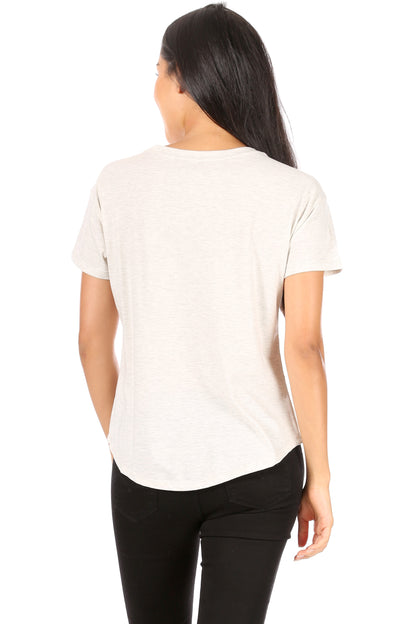 Women's "RECYCLE" Short Sleeve Shirttail Hem T-Shirt - Rae Dunn Wear