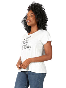 Women's "LET LOVE GROW" Short Sleeve Sage Classic Slub T-Shirt - Rae Dunn Wear