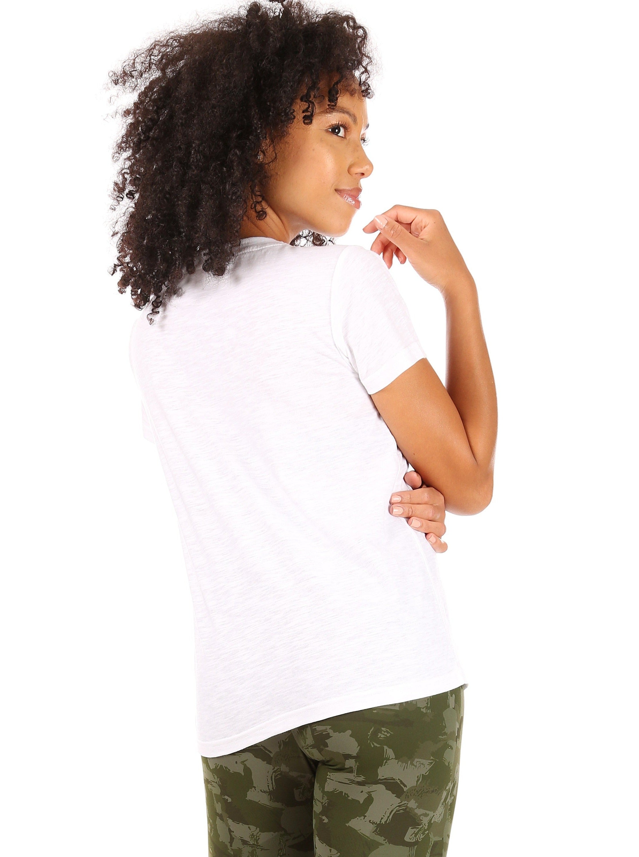 Women's "GROW POSITIVE THOUGHTS" Short Sleeve Classic Slub T-Shirt - Rae Dunn Wear