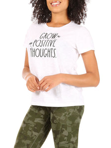 Women's "GROW POSITIVE THOUGHTS" Short Sleeve Classic Slub T-Shirt - Rae Dunn Wear