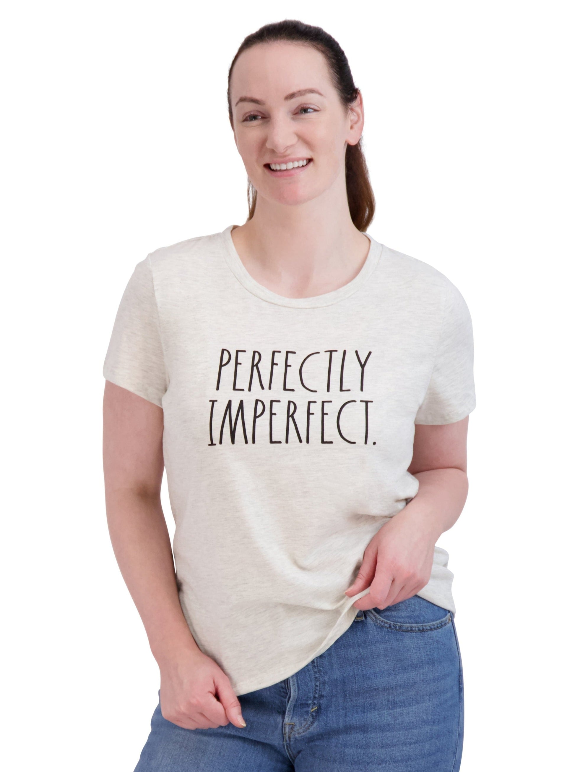 Women's "PERFECTLY IMPERFECT" Short Sleeve Icon T-Shirt - Rae Dunn Wear