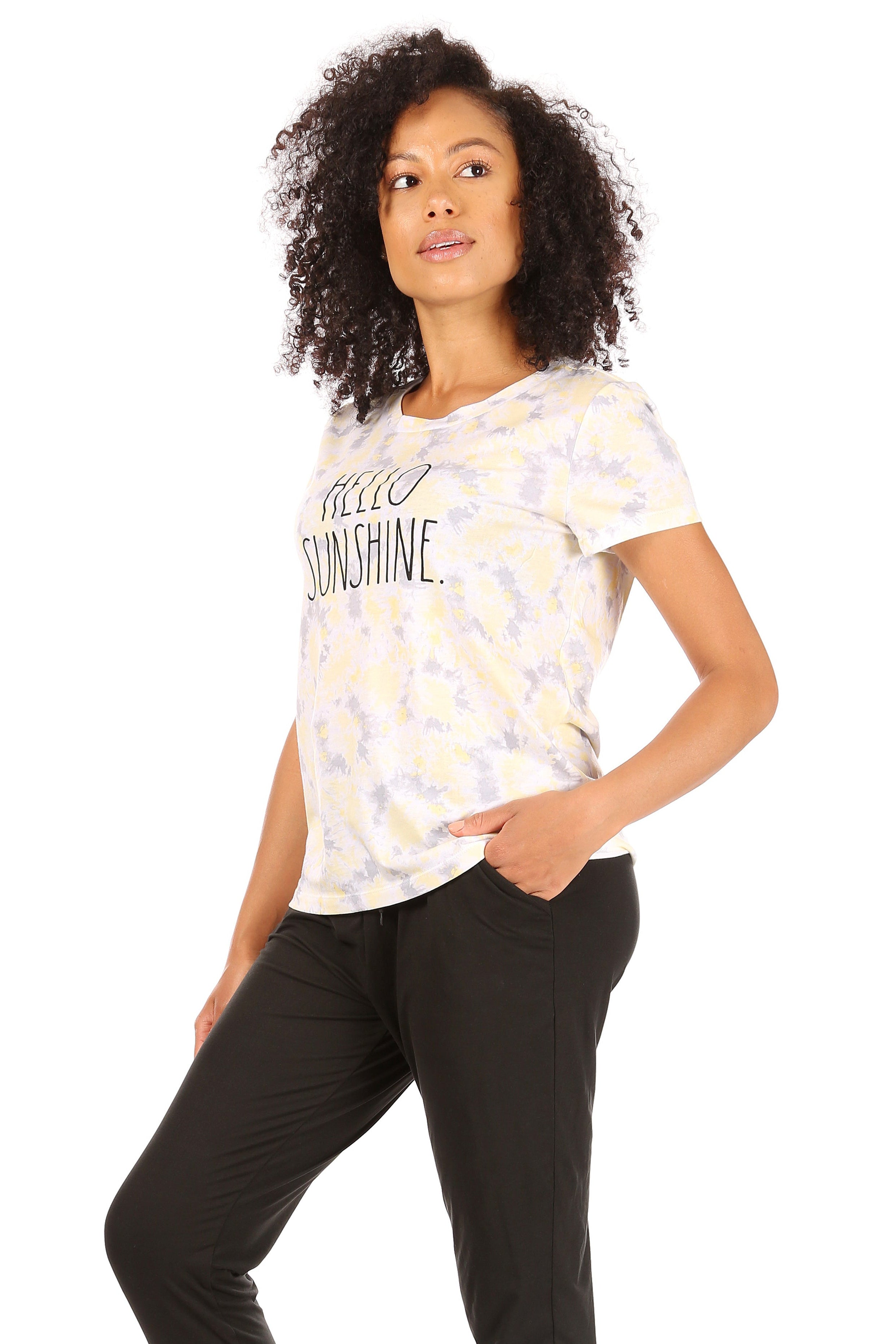 Women's "HELLO SUNSHINE" Short Sleeve Artist T-Shirt - Rae Dunn Wear