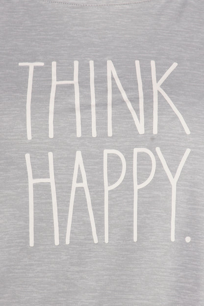 Women's "THINK HAPPY" Tank and Shorts Pajama Set - Rae Dunn Wear