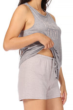 Load image into Gallery viewer, Women&#39;s &quot;TAKE IT EASY&quot; Tank and Drawstring Shorts Pajama Set - Rae Dunn Wear
