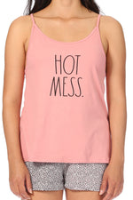 Load image into Gallery viewer, Women&#39;s &quot;HOT MESS&quot; Strappy Cami and Elastic Waistband Shorts Pajama Set - Rae Dunn Wear
