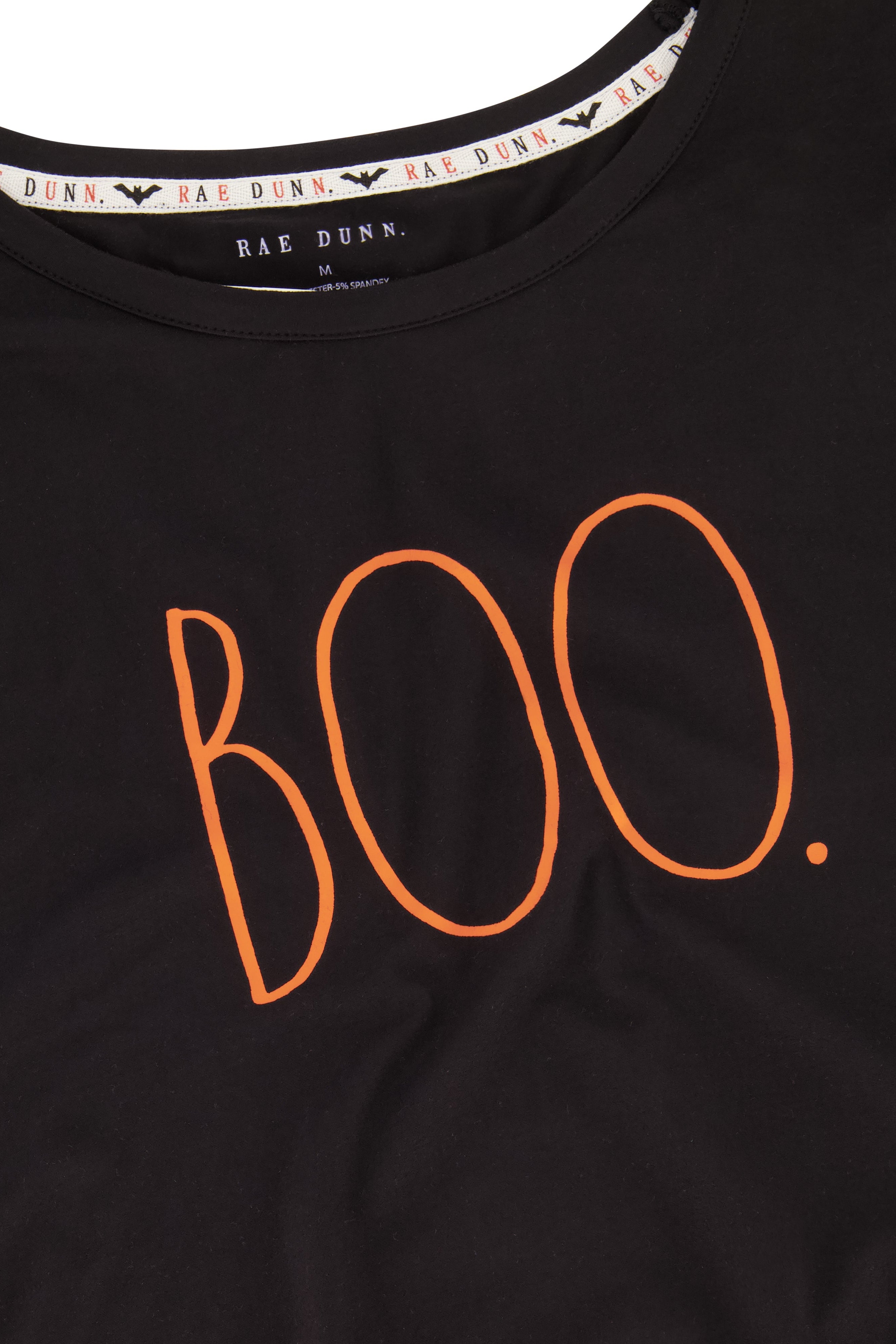 Women's "BOO" Short Sleeve Side Slit Top and Shorts Halloween Pajama Set - Rae Dunn Wear
