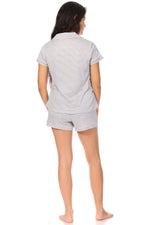 Load image into Gallery viewer, Women&#39;s &quot;LOVE&quot; Short Sleeve Notch Collar Button-Up Top and Short Pajama Set - Rae Dunn Wear
