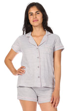 Load image into Gallery viewer, Women&#39;s &quot;LOVE&quot; Short Sleeve Notch Collar Button-Up Top and Short Pajama Set - Rae Dunn Wear
