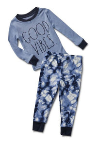 Boys' "GOOD VIBES" Long Sleeve Top and Jogger Pajama Set - Rae Dunn Wear