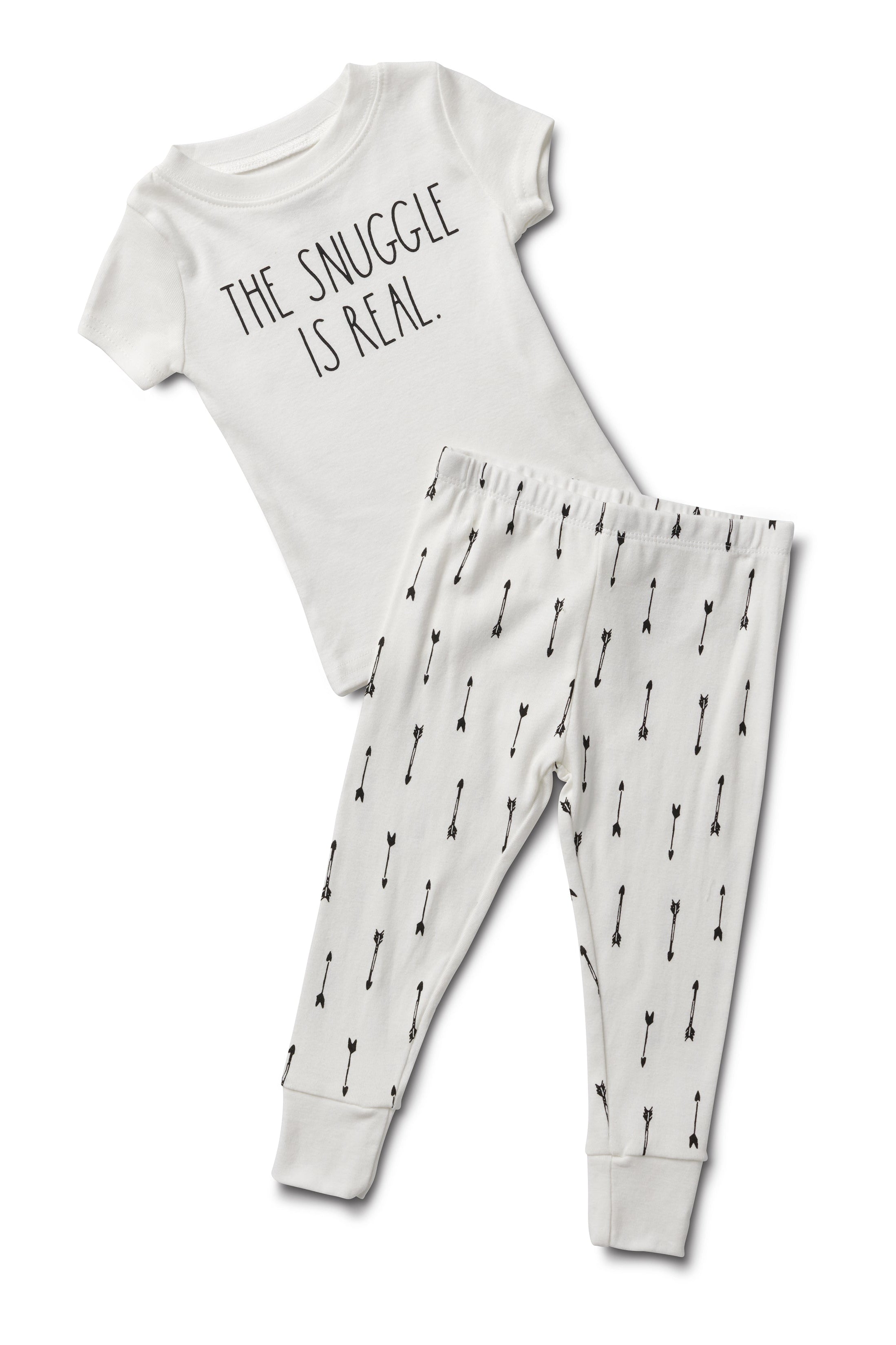 Boy's "THE SNUGGLE IS REAL" Short Sleeve Tee and Joggers Pajama Set - Rae Dunn Wear