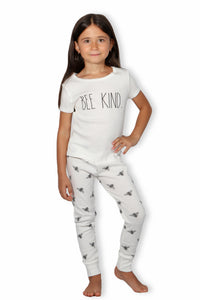Girl's "BEE KIND" Short Sleeve Tee and Jogger Pajama Set - Rae Dunn Wear