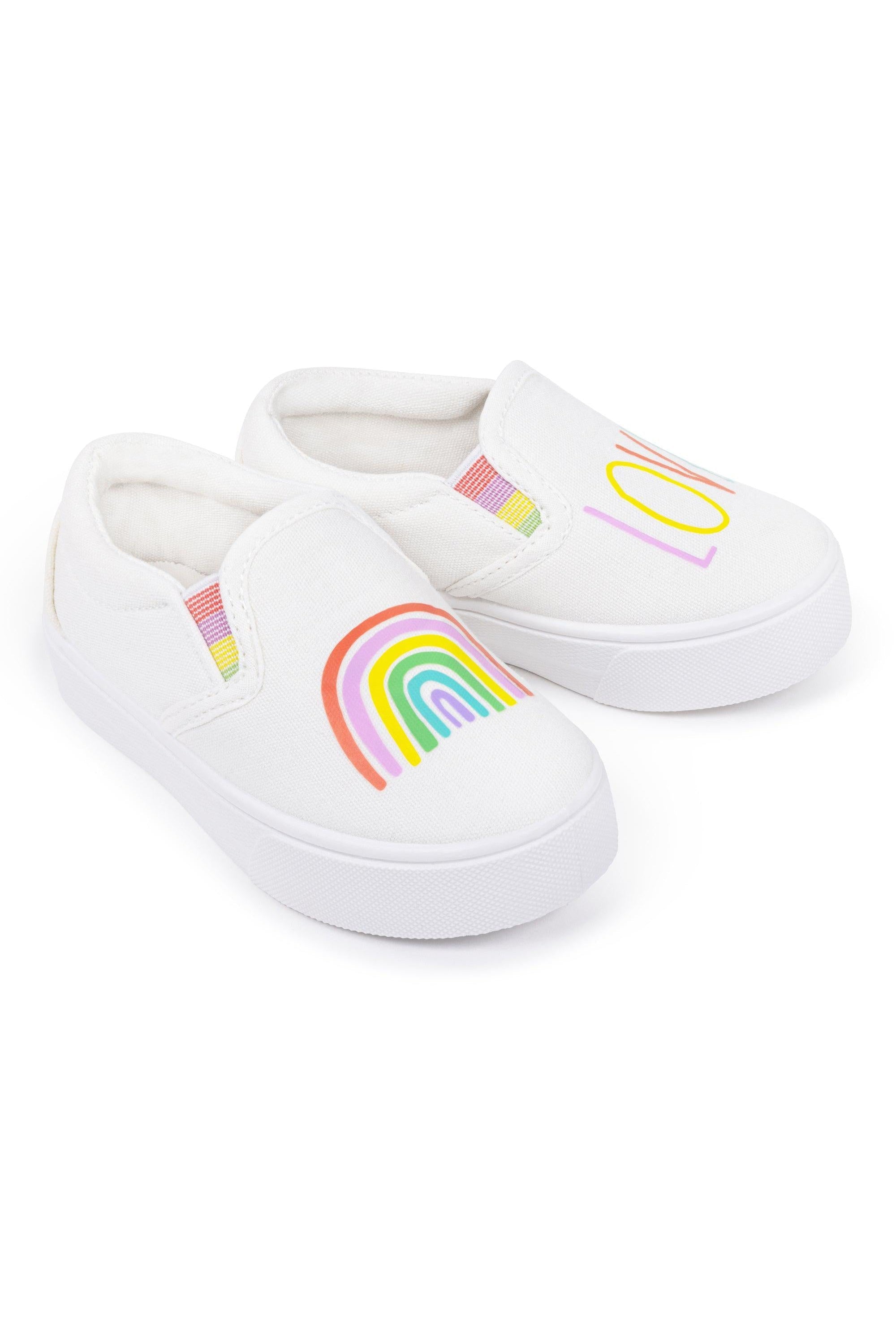 Girl's Rainbow LOVE Slip On Sneakers - Rae Dunn Wear