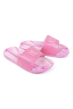 Load image into Gallery viewer, Girl&#39;s &quot;THE BOSS&quot; Marble Pink Pool Slides - Rae Dunn Wear
