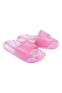 Girl's "THE BOSS" Marble Pink Pool Slides - Rae Dunn Wear