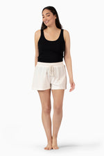 Load image into Gallery viewer, Women&#39;s French Terry Crochet Trim Drawstring Shorts - Rae Dunn Wear

