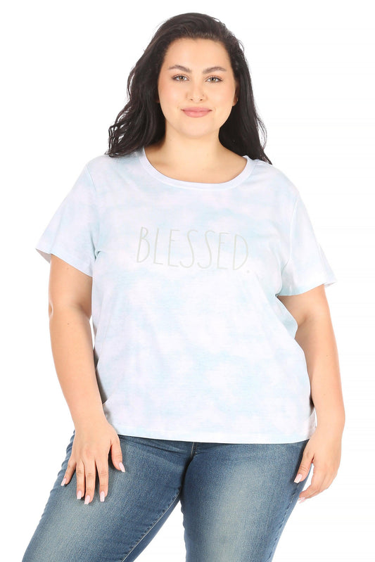 Women's Plus Size "BLESSED" Short Sleeve Icon T-Shirt - Rae Dunn Wear