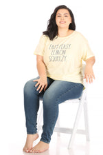 Load image into Gallery viewer, Women&#39;s Plus Size &quot;EASY PEASY LEMON SQUEAZY&quot; Short Sleeve Shirttail Hem T-Shirt - Rae Dunn Wear
