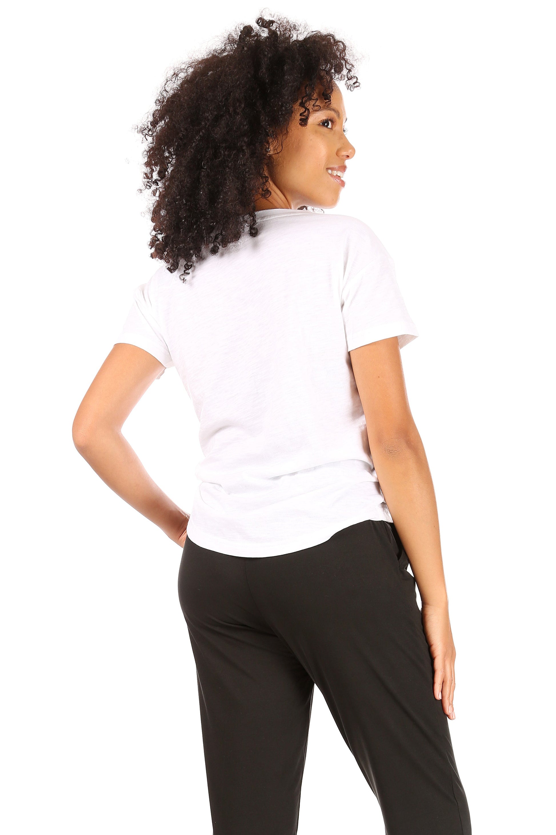 Women's "LOVE YOUR PLANET: Short Sleeve Slub Shirttail Hem T-Shirt - Rae Dunn Wear