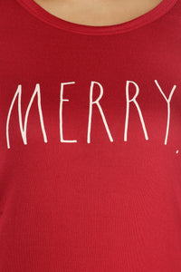Women's "MERRY" Hacci Long Sleeve Holiday Nightshirt - Rae Dunn Wear