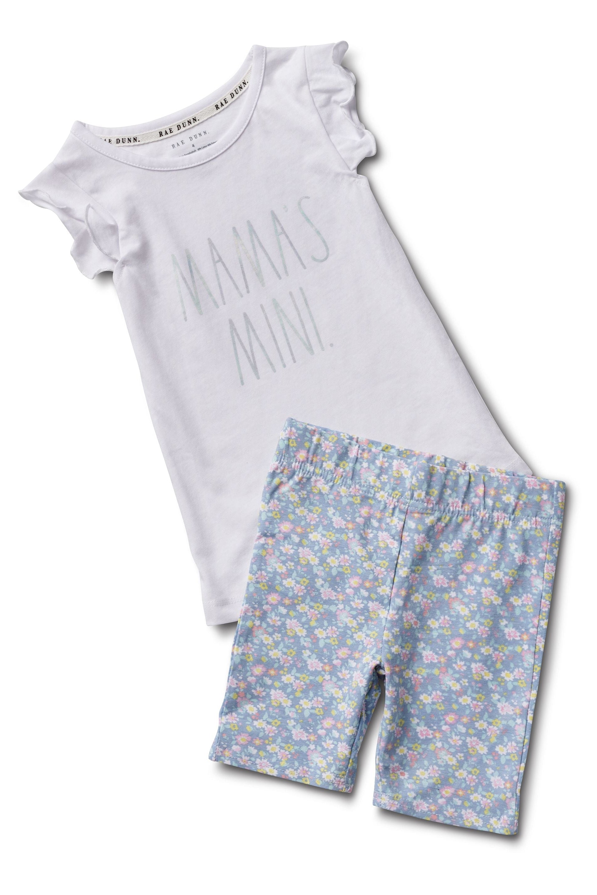 Girls "MAMA'S MINI" Ruffle Sleeve Tank and Elastic Waistband Short Set - Rae Dunn Wear